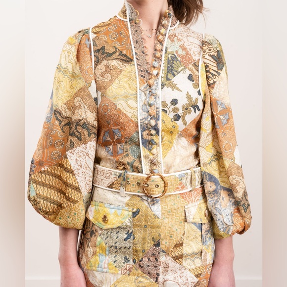 ZIMMERMANN Brightside Paisley Linen Shirt & Shorts Size Zimmermann 2 - Picture 4 of 16